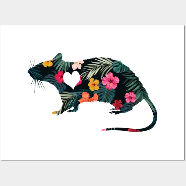 Flower Rat Wall Art by Psitta